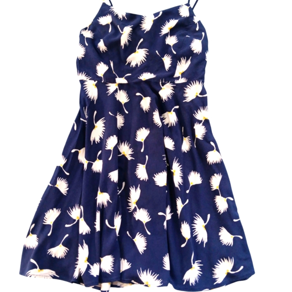 Navy Blue Floral And Flowy Dress- Old Navy- Size Medium